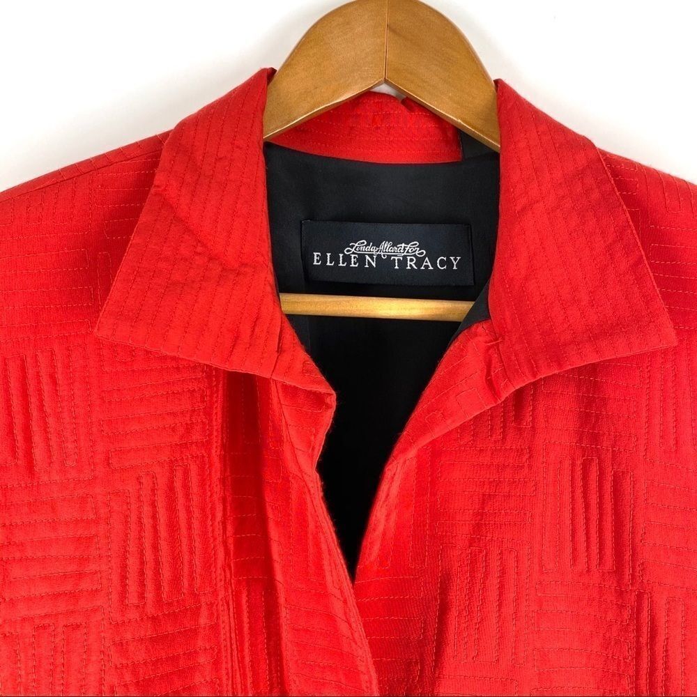 Amazing Vintage Ellen Tracy 100% Silk Jacket Shoulder Pads Pockets Button Close - Picture 3 of 9